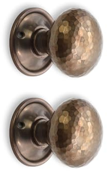 Infinity Decor Antique Hammered Pattern Mushroom Shape Door Knobs Pairs 50mm Pull Handles Set for Interior & Exterior Doors