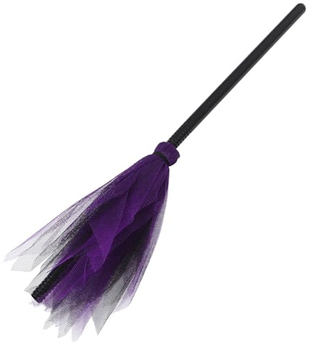 Vaguelly Halloween Hexenbesen Kunststoff Besen mit Netzdesign Leichtes Kostümrequisit für Hexen und Zauberer Cosplay Party Dekoration Zufällige Farben Zufällige Farbe