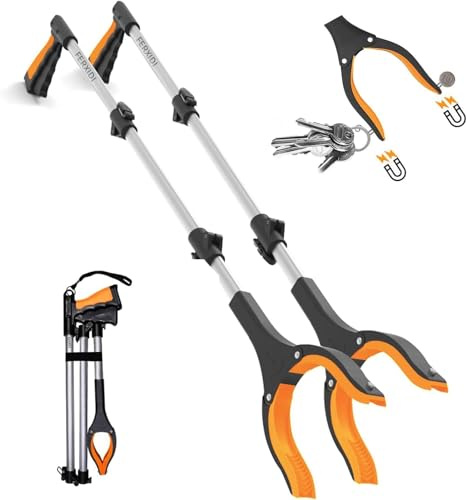 FERXIDI 43 Foldable Grabber Reacher Tool,2pcs Reacher Grabber Pickup Tool,Gripper Reacher Grabber Tool with Rotating Jaw+Magnets,Grabber Reacher Tool Heavy Duty,