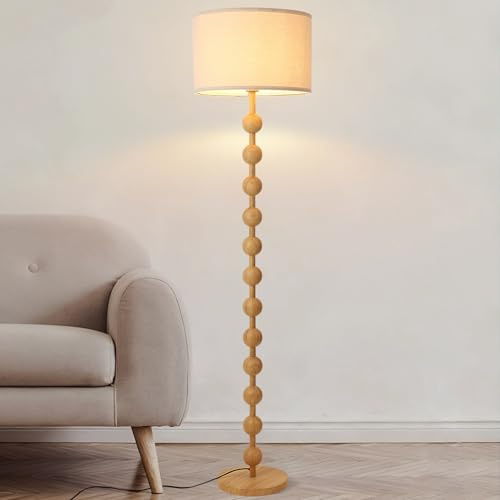 kaixunl Landhaus Wohnzimmerlampe Stehlampe Retro lampe Boho Stehleuchte Lampenschirm aus Stoff Bogenlampe Stehleuchte Für Wohnzimmer Eckzimmer Esszimmer Schlafzimmer Arbeitszimmer Und Büros Holzfarbe