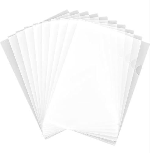 VYNZOR 10 Stück Klarsichthüllen A4 Seitlich Offen Glasklar, Aktenhüllen mit Halbmondförmiger Öffnung, Transparente Prospekthüllen für Dokumente, Briefe, Verträge und Berichte, Wiederverwendbar