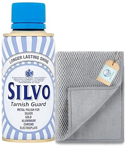 Premium Silver Polish & Microfibre Cloth Set | Silver Cleaner for Silverware & Jewellery | Chrome Cleaning Products | All Purpose Metal Polish 175ml for Gold & Aluminium