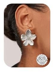 Chriscoco Blomörhängen 925 sterling silver nål 14K guldpläterad nål allergivänliga blomma örhängen dam hängande kronblad lätta bohemiska smycken, Ingen ädelsten