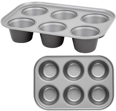 Pluto Packaging 6 Cup Large Non-Stick Jumbo Muffin Tray | Dishwasher & Oven Safe