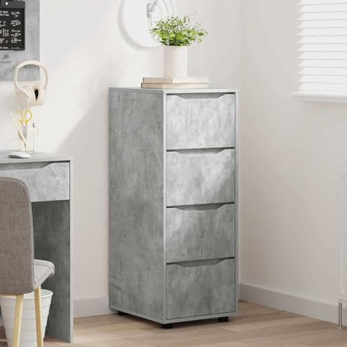 Owoxanthellate OWOX Betonschrank 40×48×105 cm, 4 Fächer, Holz, höhenverstellbare Füße, leise Schubladen, pflegeleicht, Schlaf-/Wohnzimmer, Flur