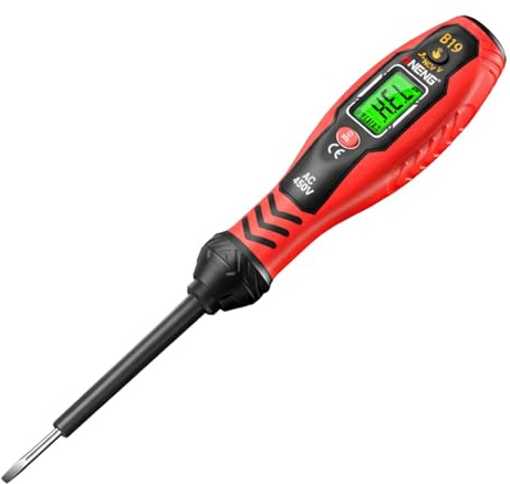 2-In-1 Strong Magnetic Voltage Tester Pen,Electrical Tester Screwdriver, Non Contact Voltage Tester With Led/Buzzer, Flat Head,For Beginners & Pros (Red)