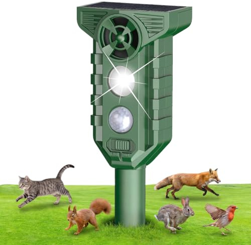 Répulsif Chat Exterieur Ultrason Solaire : Répulsif Animaux Jardin IP65 Étanche avec Détecteur de Mouvement -Effaroucheur Animaux et Flash LED pour Anti Chats Chiens Souris Ratons Renards Oiseaux Rats