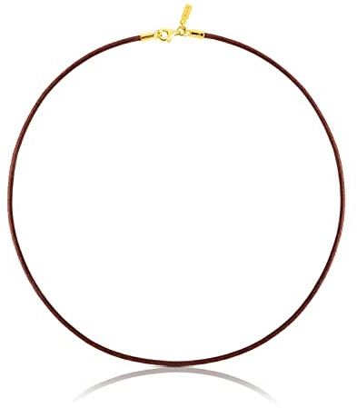 TOUS Gargantilla de Cuero para Mujer con Cierre en Baño de Oro 18Kt sobre Plata de Primera Ley, 40 cm de Largo, Versátil y Clásica, Colección Chokers