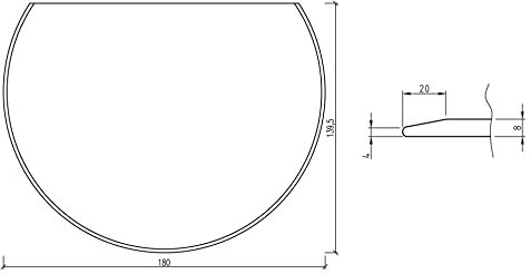 Funkenschutzplatte Glas Kreisform 1800 x 1395 mm