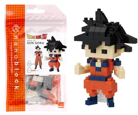 NANOBLOCKS Bandai - Nanoblock - Son Goku - Dragon Ball Z - Mini-Bausteinfigur - Konstruktionsspiel - Bausatz für Manga-Pixel-Figur - NBDB001