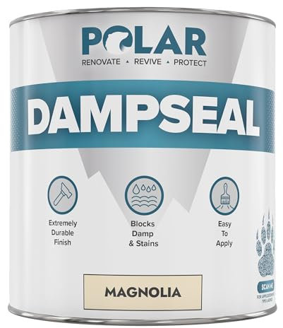 Polar Magnolia Damp Seal Paint - 500ml - Stain Blocker and Anti Damp Proof Paint for Internal Walls & Ceilings - Quick Drying for Wood, Plaster, Cement and Stone