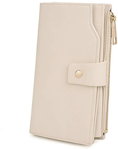 UTO Damen Geldbörse RFID Blocking große Kapazität Vegan Leder Clutch Wallet 21 Kartensteckplätze Inhaber Veranstalter Veganrse mit Wristlet-Creme