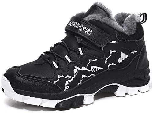 ZYLDK Chaussure Hiver Garçons Anti-dérapant Botte de Neige en Coton pour Enfants Escalade Chaussures Randonnée Bottes,Noir,33EU