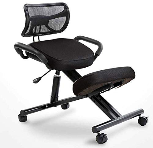 APOE Kniestuhl, Bürostuhl Ergonomisch, Kniehocker Stuhl Haltungskorrektur mit Rückenlehne/Rollen, Höhenverstellbar, Linderung von Rückenschmerzen und Verbesserung Körperhaltung, Stoff