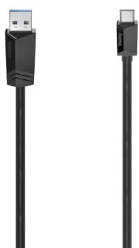 Hama USB C Kabel 3 m (Ladekabel USB A auf USB C, USB Typ C Kabel Datenübertragung 5 Gbit/s, Datenkabel USB 3.2 für PC, Laptop, Tablet, Handy, Game Controller etc., schlankes Steckergehäuse) schwarz