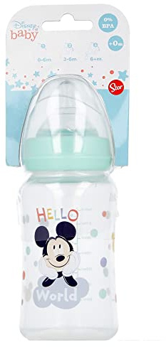 Flasche mit rundem Sauger aus Silikon, 3 Positionen, 240 ml, mit Anti-Koliken-System | Mickey Mouse (Disney Baby)