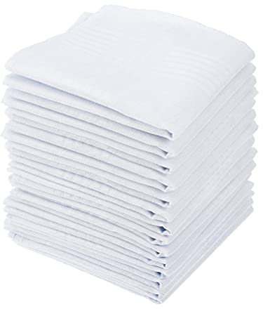 DODUOS 15 Stück Taschentücher - Herren Baumwolle Handkerchief - Weiße 40x40 cm Baumwolltaschentücher - Große Tasche - Squares Taschentücher für Herren