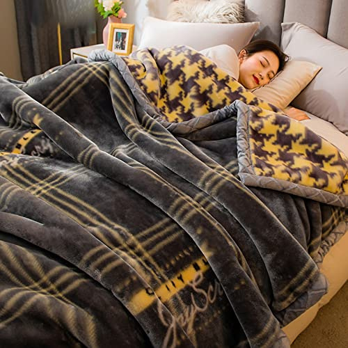 9 Lbs Heavy Winter Fleece Plush Blanket 79X91,Korean Mink Blanket,Silky Soft and Warm, 2 Ply Reversible Raschel Bed Blanket,Gray,200X230cm
