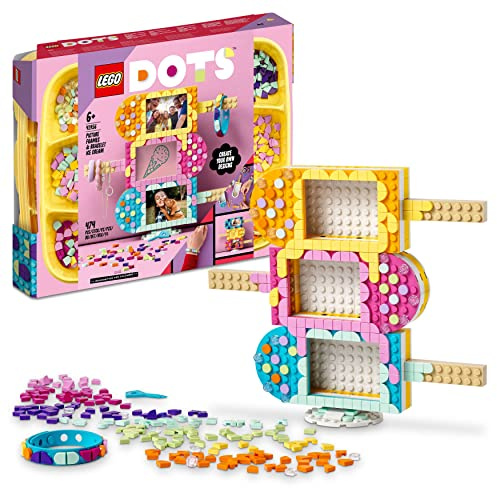 LEGO 41956 DOTS Ice Cream Picture Frames & Bracelet Toy Crafts Set for Kids Age 6 Plus with Customisable Multi Photo Holder and Jewellery Making Kit