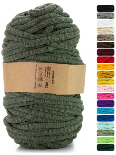Netuno 1x Makramee Garn 9mm Khaki 50m zum Basteln für Traumfänger | Flechtkordel mit Naturkern · hochwertig & vielseitig – für Handtaschen, Schlüsselanhänger, Untersetzer & Schmuck