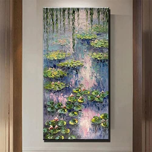 AREPAS Groß 5D Diamant Malerei Set, Seerosen-Landschaft 40x80cm DIY Diamant Gemälde Kreuzstich Kit, Diamant Painting Bilder, Crystal Strass Stickerei Kunst Basteln Diamond Painting für Wanddekoration