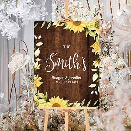Sonnenblume Braun Holz Anpassbares Holz Hochzeit Schild Vintage Hochzeit Willkommensschild Rustikales Holz Hochzeit Empfang Schild für Hochzeit Jahrestag Verlobung Party Dekoration Hochzeitsgeschenk
