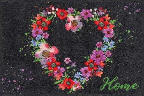 Salonloewe Fussmatte Blossom Heart Home I Schmutzfangmatte & Fußabtreter für Innen 50 x 75 cm