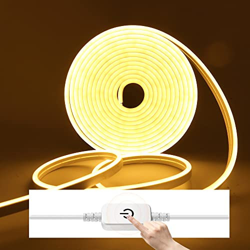 KISUFU 12V Dimmable Neon LED Strip 4m,120LED/m LED Strip, Waterproof Diffusion,Neon Flex Silicone LED Light Strip Tube for Outdoor, Indoor,Home, Kitchen,DIY Decoration