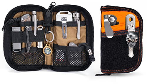 VIPERADE VE10 EDC Pouch Kleine Werkzeugtasche mit 10 Fächern, EDC Tasche mit Klettfläche für DIY Patches, Herren Pocket Organizer Pouch für EDC Multitools Kleine Taschenwerkzeuge
