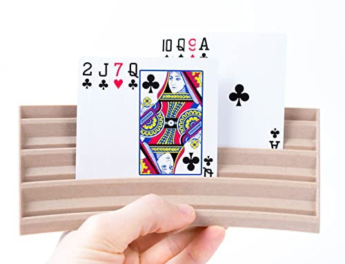 3D Vikings Spielkartenhalter im Holzdesign - 4er Pack - Perfekt für Standard-Spielkarten (4-Reihen)