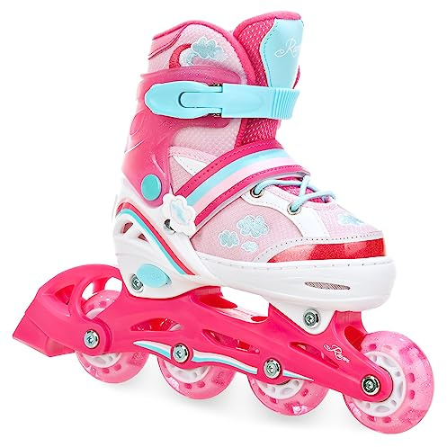 RAVEN Inline Skates Pattini in linea per bambini ragazze regolabili (Zoya, 34-37 (21,5cm-24cm))