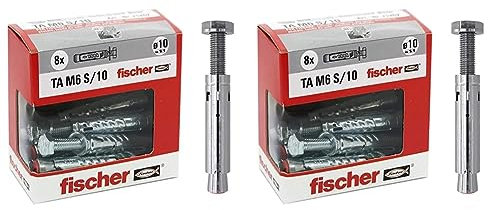 Fischer Tasselli acciaio TA M 6 S/10 Y con vite testa esagonale, 71252 (Confezione da 2)