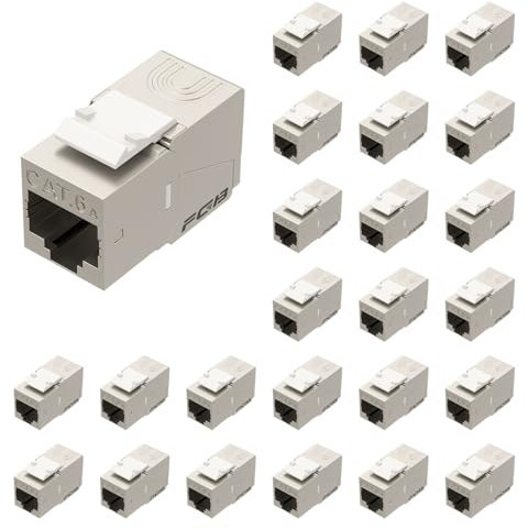 FGB Lot de 25 coupleurs RJ45 10 Gbps CAT 6A - Module Keystone blindé - Montage sans outil