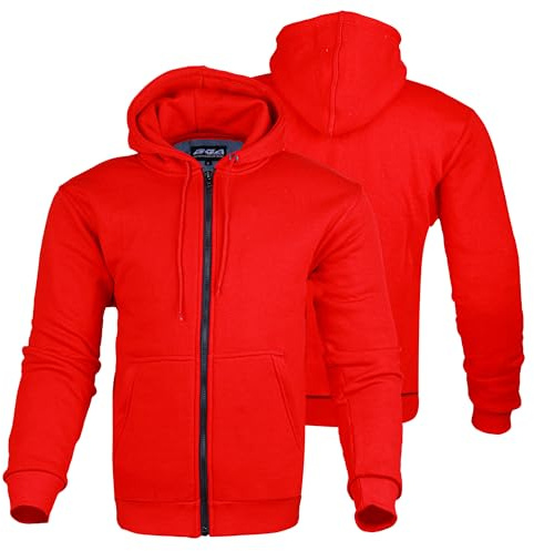 Bikers Gear Australia - Chaqueta para motociclistas – Sudadera con capucha negra, roja y gris, forrada con Kevlar y con protectores extraíbles, chaquetas de moto con capucha blanda para hombres, rosso