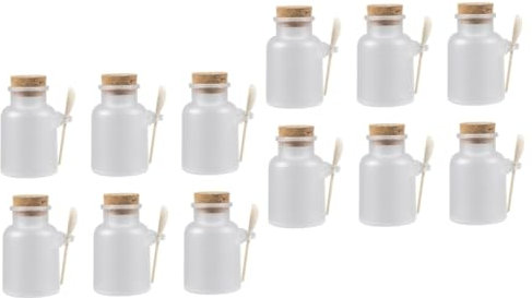 LALAFINA 12ensembles Bouteille Avec Bouchon Liège Pour Sel De Bain Pots Rechargeables Avec Cuillères Pour Aromatiser Et Conserver Condiments