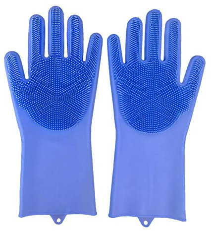 DUnLap Cleaning Gloves 2Pairs Silicone Cleaning Gloves Magic Scrubber Dish Washing Sponge Rubber Scrub Gloves For Kitchen Household Washing Accessories Eco Friendly Cleaning Gloves(2Pairs-A)