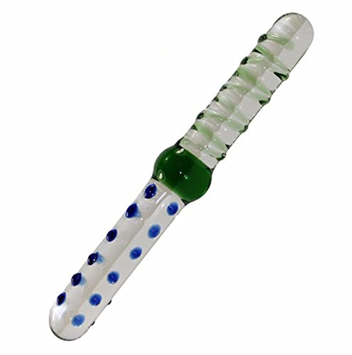 AAKOMA Consolador de vidrio de doble extremo, tapón anal de cristal con textura de remolino elevado, consolador de pene de punto G para hombres y mujeres