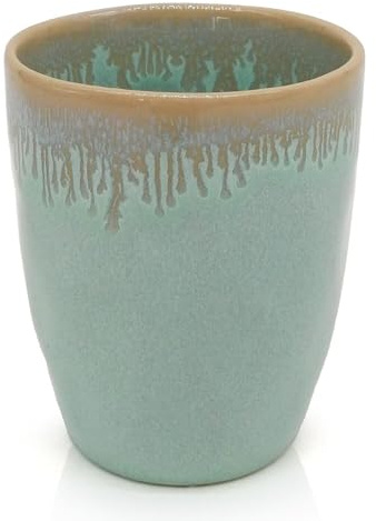 Mea-Living STONEWARE Becher türkis, handgemachtes Steingut, 280 ml, wunderschönes handmade Geschirr
