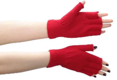 umass 1 Paar schwarze kurze Halbfinger-Handschuhe für den Winter, warm, Stretch, Arbeitshandschuhe für Damen und Herren, Fahrradzubehör, rot, Einheitsgröße