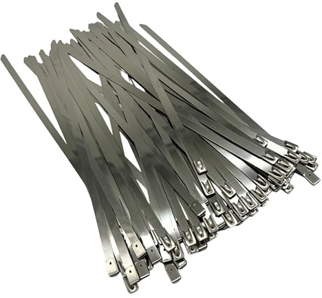 Stainless Steel Metal Zip Ties, Set of 100, 4.6 * 500mm Heavy Duty Cable Ties Multipurpose Self-Locking Indoor & Outdoor Zip Ties for Wire, Machinery, Pipes, Fence, Roofs, Farms & Binding