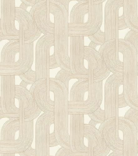 Rasch Symphony 868111 Papier peint intissé avec motifs graphiques Doré/blanc 10,05 x 0,53 m (L x l)