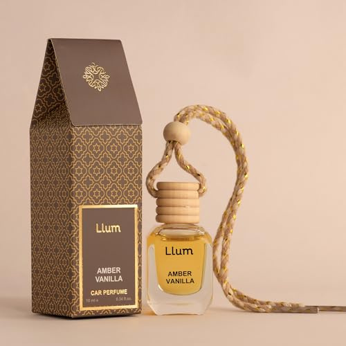 Llum Amber Vanilla Hanging Car Air Freshener – Luxury Automotive Perfume Diffuser 10ml (0.34 fl oz), Long-Lasting Fragrance, Alcohol-Free Non-Toxic Scent