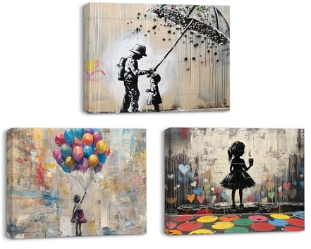 Piy Painting Tableau Sur Toile, Toile Œuvre d'Art Street Graffiti, Affiche De Décoration Moderne Pour Salle De Bain Entrée Couloir Café, Cadeau d'Anniversaire, 3x30x40cm(90x40 Cm), Facile à Accrocher