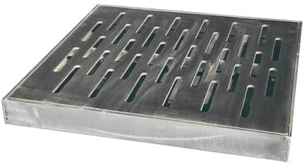 WhamtL Abflussrinne Aussen Quadratisches Metall-Abflussgitter für Den Hof, Robuster Wasserableitungskanal-Abflussdeckel, Abflussgitter für Außenkanalisation, 50x50x3cm (19.7x19.7x1.2i