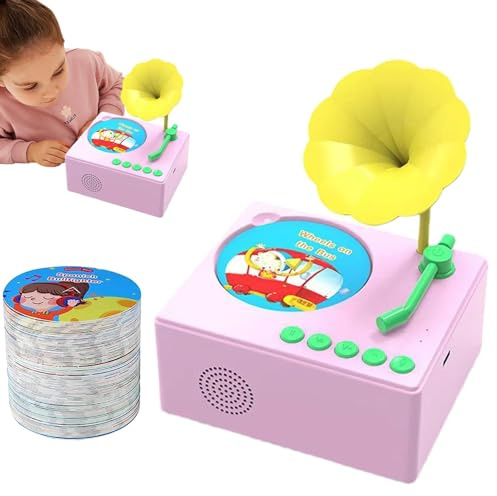 Giocattolo musicale grammofono per tutti i piccoli – Macchina di apprendimento delle carte, Giradischi fonografo per | Storie per l'educazione precoce, Lettore musicale h