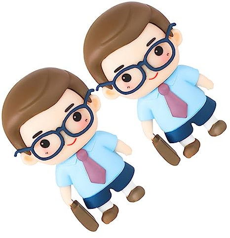 ifundom 2pcs Cute Dad Figurine Cake Toppers Adorable Birthday Decorations for Father s Day Cupcake Ornaments for Celebrations and Parties