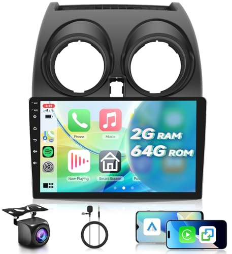 VECHTEL Autoradio 2G+64G Android 15 pour Nissan Qashqai J10 2006-2016, 9 Pouces IPS HD 2.5D Écran Tactile avec Carplay Android Auto sans Fil Dab GPS Wi-FI Bluetooth HiFi FM RDS Radio Caméra de Recul