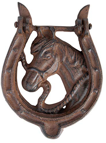 degawo Traditioneller Türklopfer Pferd mit Hufeisen - Gusseisen, antik braun, Landhausstil