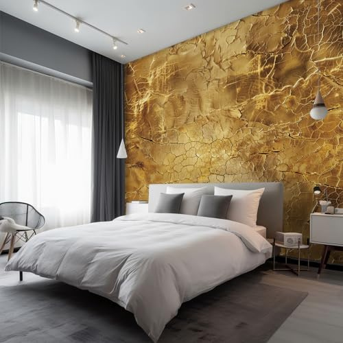 Generisch Fototapete Vlies Tapete Gold Metallic Fototapeten Vliestapete Tapeten Moderne Wandtapete, Wohnzimmer, Flur, TV Hintergrund Wandtapete Poster Bilder Wand Deko, 400 x 280cm (B×H) &Kyi695