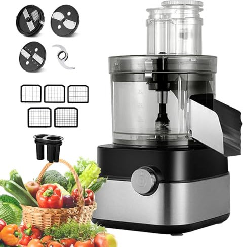 Cortadora eléctrica de alimentos de 5 cuchillas, procesador de alimentos con recipiente de 5 L, control de doble velocidad para verduras y carne, cortadora eléctrica para cocinas y doméstico
